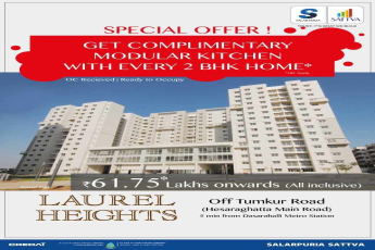 Get complimentary modular kitchen with every 2 BHK home at Salarpuria Sattva Laurel Heights in Bangalore